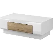 Meublorama Table basse OHIO – Blanc mat et chêne 110x60 cm