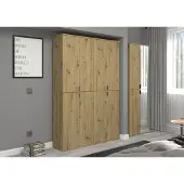 Meublorama Armoire 2 portes avec miroir – Chêne clair – BODITE