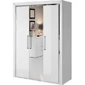 Meublorama Armoire 150cm collection DOHA. Couleur blanc brillant.