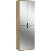 Meublorama Armoire 4 portes avec miroirs – Chêne clair – BODITE