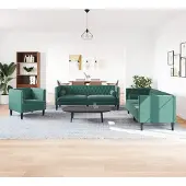 Syfax Ensemble de canapé Chesterfield et traversins 3 pcs vert foncé