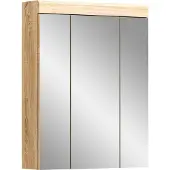 Meublorama Meuble de rangement avec miroir RIDLEY – Blanc et chêne clair