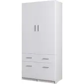 Meublorama Armoire FLEX – Blanc brillant – 92×198×54 cm – Design moderne