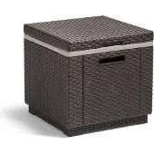 Allibert by KETER Allibert 212160 Glacière/table d'appoint Ice Cube, aspect rotin, plastique, brun