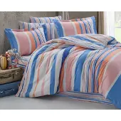 Brotex® Parure de lit en coton, dimensions 140x220 cm et 70x90 cm, couleur bleu-rose