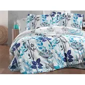 Brotex® Linge de lit français Satin 240x220, 70x90cm Garden blue