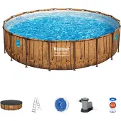 Bestway Piscine Tubulaire Ronde 56977 Power Steel Swim Vista Ø549x122cm
