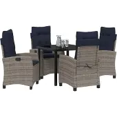 Syfax Ensemble de salle à manger pour jardin 5 pcs Gris polyrotin