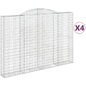 vidaXL Gabions avec arc surélevé 4 pcs 300x30x200/220cm Fer galvanisé