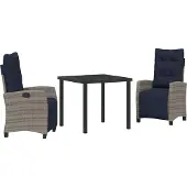 Syfax Ensemble de salle à manger pour jardin 3 pcs Gris polyrotin