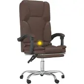 vidaXL Chaise de bureau avec fonction massage, en similicuir marron
