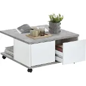 Preisbrecher Couchtisch >TWIN 1< in Beton LA-weiß Edelglanz - 70x36x70cm (BxHxT)