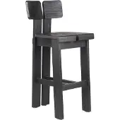 Bazar Bizar Tabouret de bar bois de teck noir 58x46x108cm