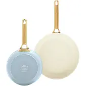 Greenpan CC008484-001, set de friture, bleu, vert, aluminium, céramique, or, acier inoxydable