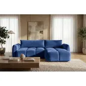Sofiland BELVEO Canapé d'angle L Gauche Convertible Coffre bleu foncé