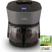 Lauben Glass&SteamAir Fryer 4500BG, Friteuse à air chaud avec panier à friture en verre, 1300 W, 8 programmes, 4,5 litres, fonction vapeur, circulation d'air chaud à 360