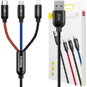 Colorfone Câble usb Baseus 3W1 Usb-C / Lightning / Micro 3A 1.2M (Czarny)