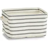 Zeller Boîte de rangement en toile grise rayée 28x21x16cm