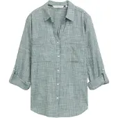 Tom Tailor With Slub Structure 1035247 Long Sleeve Blouse Vert 40 Femme