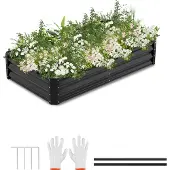 Aopunly Plateau de jardin Noir 160x90x30cm Acier galvanisé - Plateaux de jardin