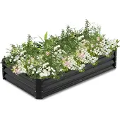 TolleTour Bac de jardin noir 160x90x30cm Acier galvanisé - Bacs de jardin
