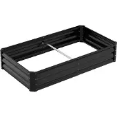 HENGDA Lit surélevé de jardin Noir 160x90x30cm Acier galvanisé - Lits
