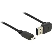 DeLOCK Easy - Câble USB - USB (M) incliné vers le haut/bas, réversible pour Micro-USB de type B (M) - USB 2.0 - 50 cm - noir