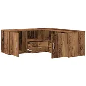 vidaXL Étagère d'angle aspect bois ancien 200x40x45 cm Matériau dérivé du bois