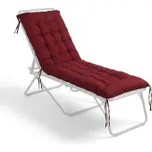 Relaxdays Coussin de banc , 160 x 50 cm, rembourré, matelassé, avec rubans, pour l'extérieur, coussin de banc pour banc de jardin ou palettes, rouge