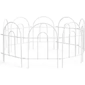 Relaxdays : clôture de parterre en métal, 6 éléments modulaires en arc, H x L : 45 x 240 cm, bordure de parterre à enfoncer, blanche