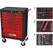 Ks Tools ECOline NOIR/ROUGE Chariot d'atelier avec 7 tiroirs