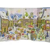Sonstige Verlage Calendrier de l'Avent 1952, réédition avec une scène de la vieille ville en 3D