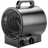GRUPA TOPEX NEO TOOLS Chauffage électrique 3kW industrie, élément chauffant en acier inoxydable, thermostat réglable, protection contre la surchauffe, avec ventilateur, poignée isolée, débit d'air 291 m3/h