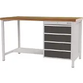 Bedrunka & hirth Établi gris gris clair L2000xH859xP750mm gris clair 4 tiroirs.