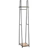 Haku Portemanteau sur pied , charge totale 15 kg, 2 tablettes, L 380 x P 400 x H 1660 mm, acier/bois, noir/décor chêne foncé