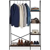 Merkloos porte-vêtements - marron - noir - 100x160x40 cm - avec tringle à vêtements