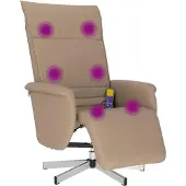 vidaXL Fauteuil de massage avec repose-pieds Cappuccino-Brun Similicuir