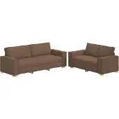 vidaXL Ensemble de canapés 2 pièces avec coussins Tissu brun