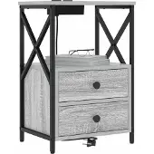 vidaXL Table de nuit avec station de chargement Sonoma gris