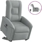 vidaXL Fauteuil relax avec releveur électrique Gris clair Tissu