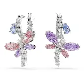 Swarovski Boucles d'oreilles opal / violet / rouge pastel / argent