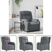 The Living Store Fauteuil de massage Gris Similicuir