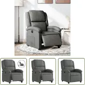 The Living Store Fauteuil Relax Electrique Gris Foncé Tissu