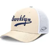 Nike Mlb Dri-fit Rise Structured Brooklyn Dodgers Trucker Cap Beige M-L