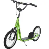 HOMCOM Scooter pour enfants 371-021YG, kickboard pour enfants avec pneus et frein à main, pour enfants à partir de 5 ans, vert, 139 x 58 x 90-96 cm