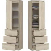 BDW , Armoire avec 3 tiroirs, 50×180,5×40 cm, Chêne Sonoma