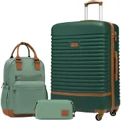 Sonstiges COOLIFE Valise Trolley Set 3pcs ABS Coque Dur Vert Foncé/Brun