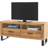 Lebenswert TV-Schrank >Tom-I< in Wildeiche / schwarz aus Teilmassiv - 138x60x50cm (BxHxT)