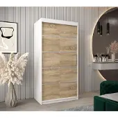 Minio Armoire 100 cm VERONA 1 blanc mat / Sonoma