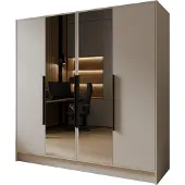 MargaretHadas24 Armoire Goya II 200 cm avec miroir (cachemire, poignées noires)